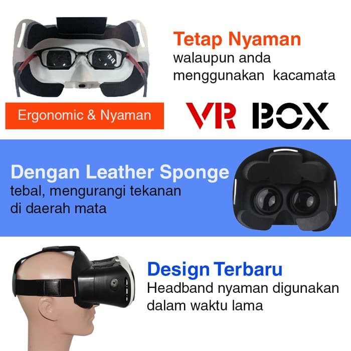 SM- VR Box 3D Glasses Smartphone Virtual Reality Card Board Kacamata 3D