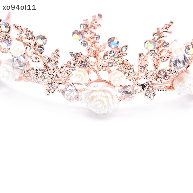 Xo Kristal Tiara Emas Pernikahan Mahkota Baroque Berlian Imitasi Pengantin Rambut Mahkota Headband OL