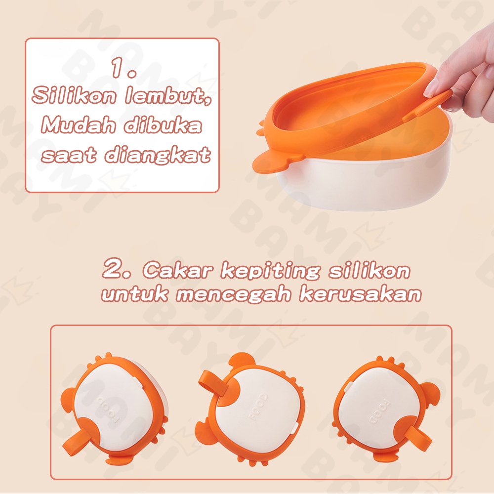 Mamibayi 2 Tingkat tempat makan mpasi bayi set model lucu kotak makan bayi silikon portable baby food container