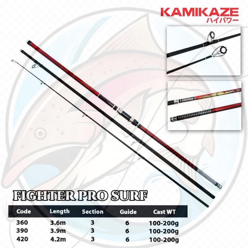 Joran Pancing Sambung 3 Kamikaze Fighter Pro Surf | Pasiran | Rock Fishing