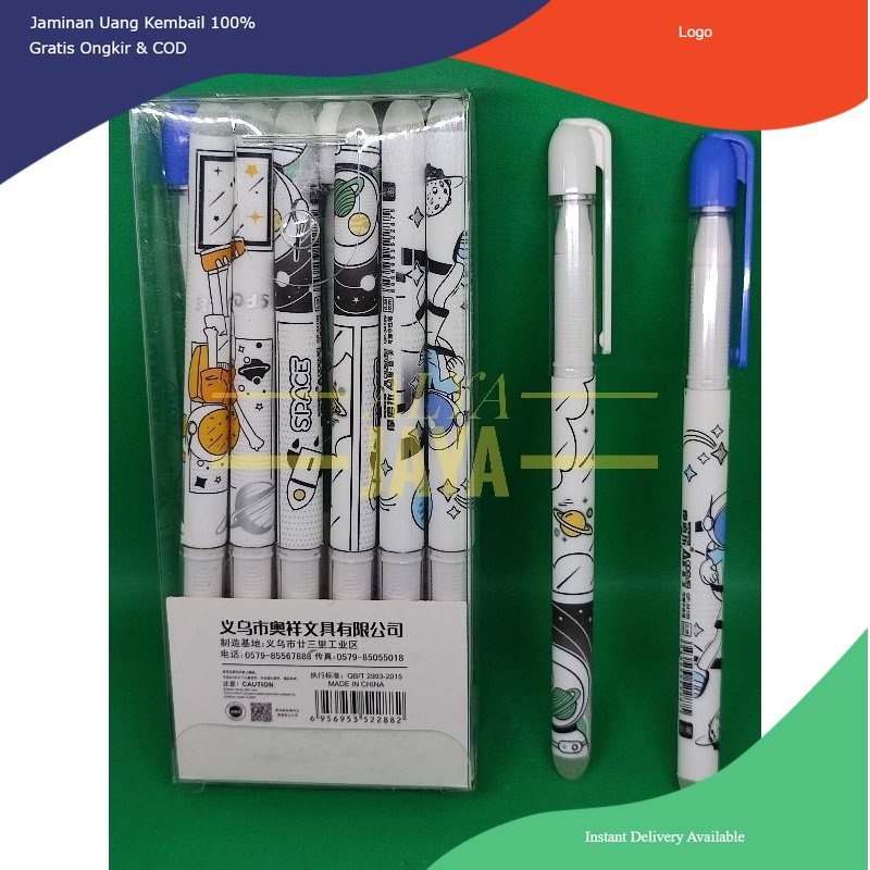 Pulpen Pena Ballpoin penghapus 1 Pack 12 Pcs