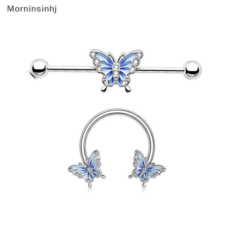 Mornin 1Pcs Sweet Zircon Butterfly Belly Button Ring Nipple Rings Kuku Bibir Tulang Telinga Giwang Hidung Perhiasan id