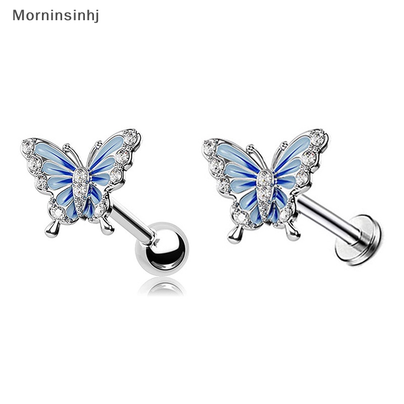 Mornin 1Pcs Sweet Zircon Butterfly Belly Button Ring Nipple Rings Kuku Bibir Tulang Telinga Giwang Hidung Perhiasan id