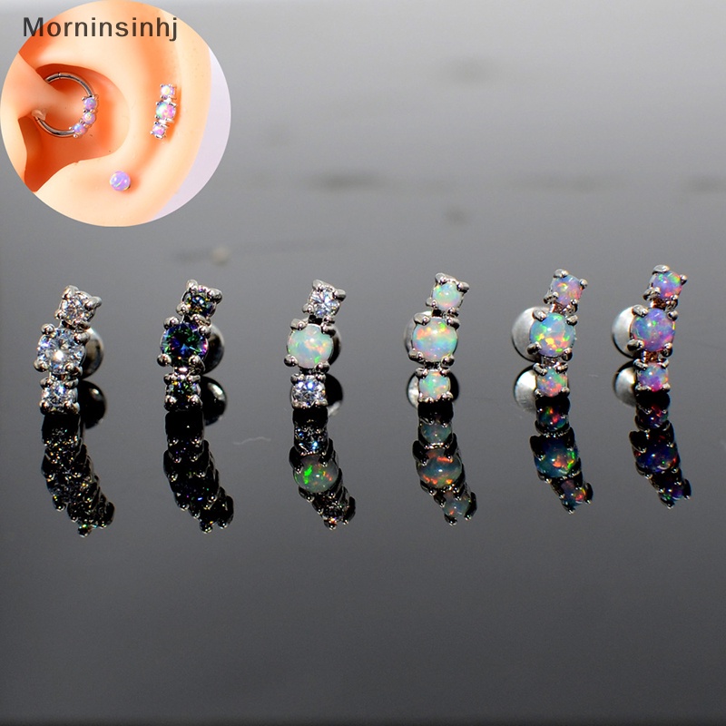 Mornin 1pcs Opal Zirkon Anting Untuk Wanita Telinga Tulang Kuku Tulang Rawan Anting Spiral Stud Earring Tubuh Perhiasan Hadiah id