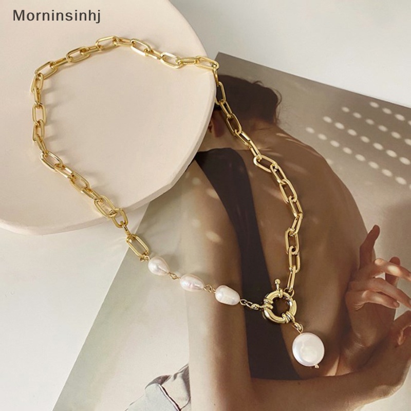 Mornin Gaya Baroque Kalung Rantai Leher Untuk Wanita Mutiara Simple Hip Hop Metal Choker Punk Clavicle Chain Jewelry id