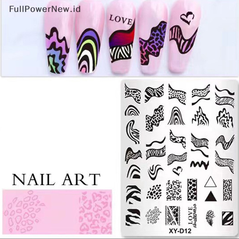 Power Nail Art Stamping Plates Gambar Stamp Template Flower Grid Charm Cetakan Tools ID