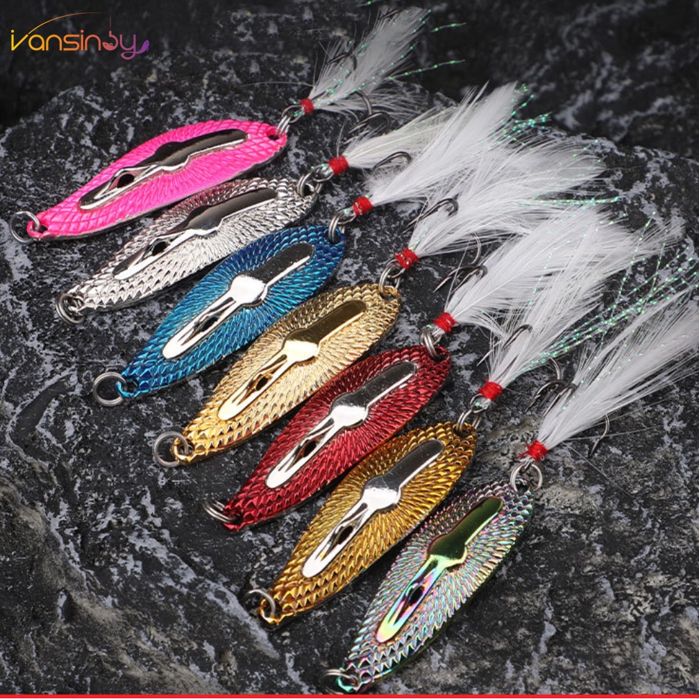Baru Sendok Memancing Umpan Tackle Metal Tenggelam Payet Slow Fishing Lure Fishing Aksesoris Dengan Kait Bulu