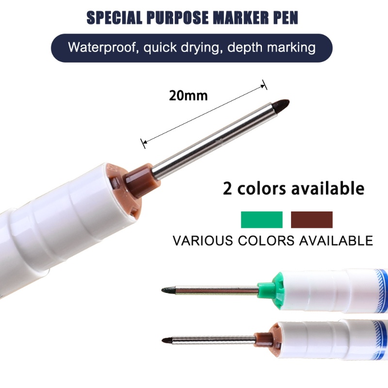 Multifungsi 20mm Tip Panjang Kepala Spidol/Permanen Berminyak Tahan Air Hijau Coklat Cepat Kering Ekstensi Tips Pen Perlengkapan Woodworking