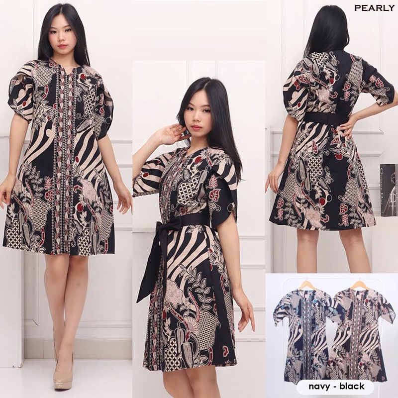 Evercloth Pearly Dress Batik Modern Wanita Gaun Terusan Jumbo