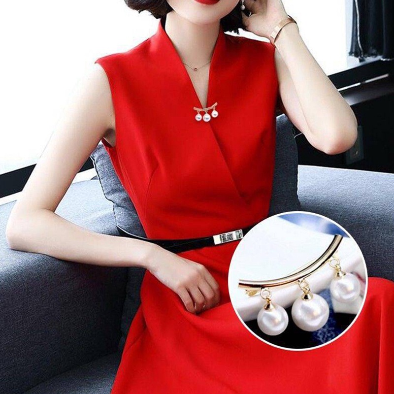 Fashion Mutiara Tetap Tali Pesona Safety Pin Bros Tetap Anti Slip Pin Korea Ikatan Simpul Pearl Brooch