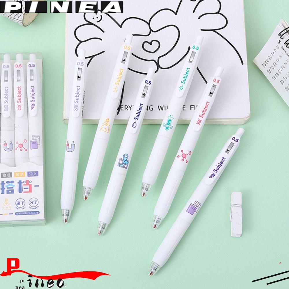 Nanas 6PCS /Set Pena Gel Perlengkapan Kantor Sekolah Alat Tulis Press Type Signature Pen