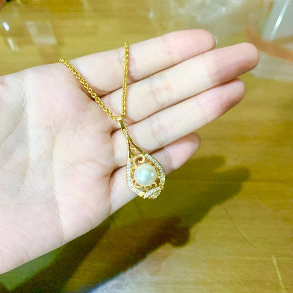 BB - Xuping Kalung Set Liontin Emas Zircon Mutiara
