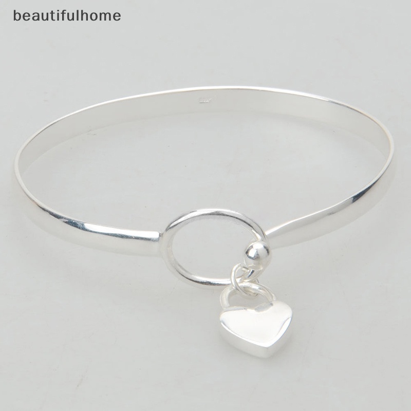 {Cantikrumah} Baru Wanita Perak925 Berlapis Pesona Peach Hati Bangle Gelang Manset Kualitas Tinggi.