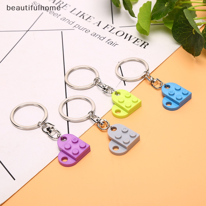 {beautifulhome} 1pc Best Friend Keychain Brick Untuk Pasangan Persahabatan Split Heart Key Ring Hadiah.