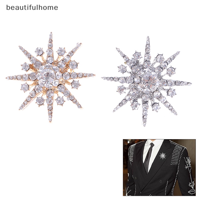 {Cantikrumah} Pernikahan Perak Snowflake Diamante Bros Berlian Imitasi Kristal Bros Pin Xmas Hadiah  .