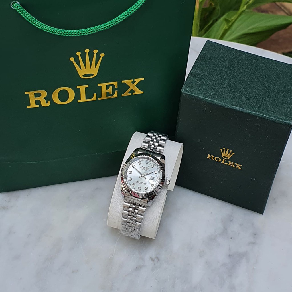Jam Tangan Wanita Rolex Strap Rantai Free Box Ori & Baterai Cadangan 685 YK