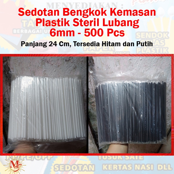 Sedotan Bengkok / Tekuk Kemasan Plastik Bening 24 cm ( 500 pcs)