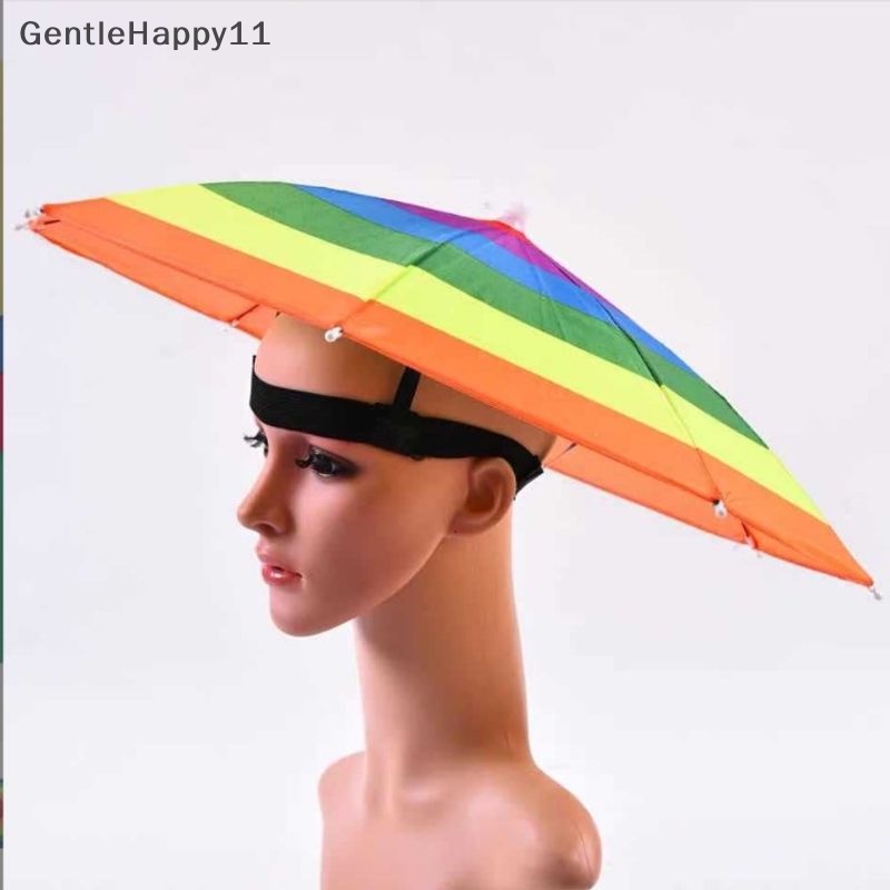 Gentlehappy Topi Payung Outdoor Novelty Foldable Sun&amp;Rainy Day Hands Free Hujan Lipat &amp; Anti Air Multicolor Hat Cap Stok id