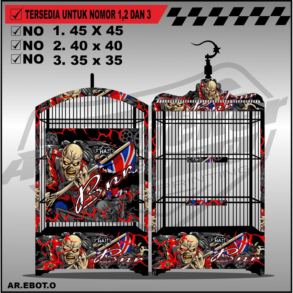 Stiker Decal Kandang Ebod Kotak / Dekal Sangkar Burung Kotak Model Ebod, BnR, Kosan (O)