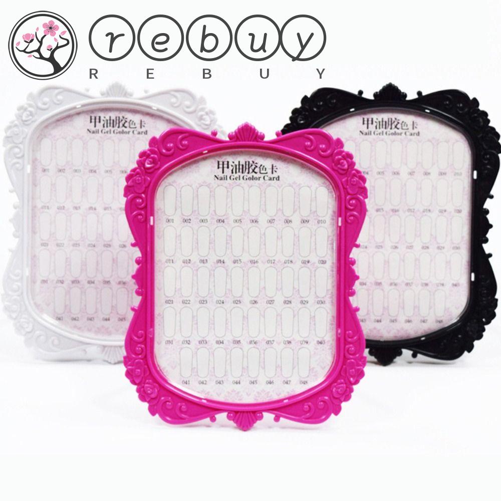 Rebuy Nail Gel Polish Kartu Warna Kreatif Warna-Warni 48warna Full Color Rak Praktek Profesional Show Case Buku Lukisan Dua Sisi Semi Permanen Nail Tips Papan Pajangan