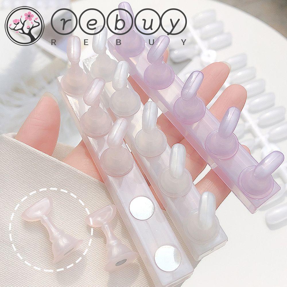 Rebuy Fake Nail Tip Holder 5Pcs Jelly Alat Pajangan Kuku Palsu Magnetic Tips Nail Art Training Manicure Tools Stand Latihan Nail Art