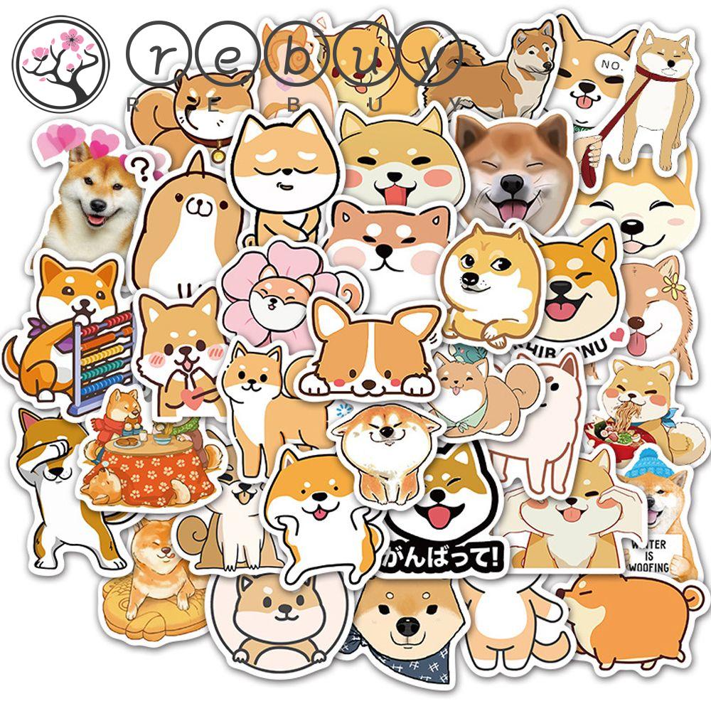 Rebuy Jepang Shiba Inu Anjing Stiker Lucu Ponsel Dekorasi DIY Scrapbook Gitar Stiker Koper Laptop Stiker Alat Tulis Stiker Hewan