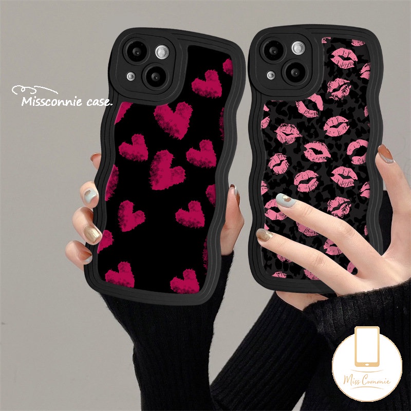 Casing Motif Bibir Leopard Retro Vintage Untuk Redmi 9C 10 9A 9T 10A 12C A1 9 10C A1+A2+Note8 11 11s 10s 9s 9 10 Pro POCO M3 X3 NFC Pro Mi 11T Pro Love Heart Soft Sarung Tepi Wavy