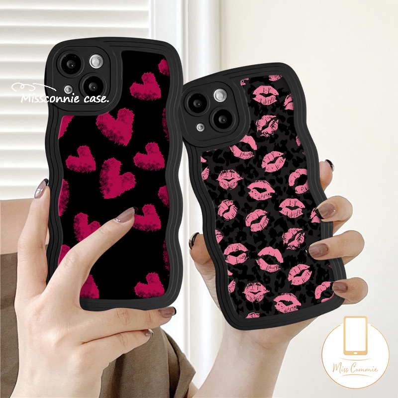 Graffiti Love Heart Wavy Edge Case Untuk Infinix Smart5 4 6 Plus Hot20 12i 10s 20s 9 10 11s 10Lite 8 12 Pro Hot 12 9 11 10 Play Note 10Pro 12 G96 Retro Leopard Lip Print Lembut Sarung