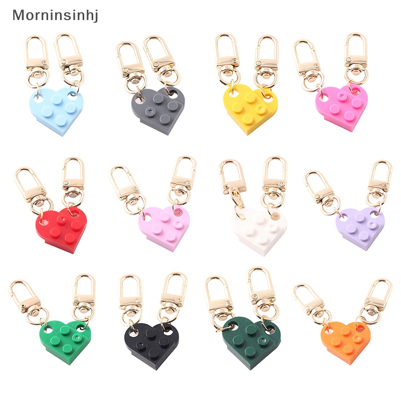 Mornin 2Pcs Gantungan Kunci Cinta Hati Bata Untuk Pasangan Persahabatan Wanita Pria Perhiasan Hadiah KeyChains id