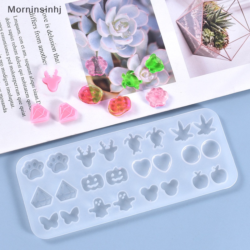 Mornin Mini Earrings Stud Cetakan Silikon Kristal Epoxy Resin Cetakan DIY Perhiasan Ornamen id