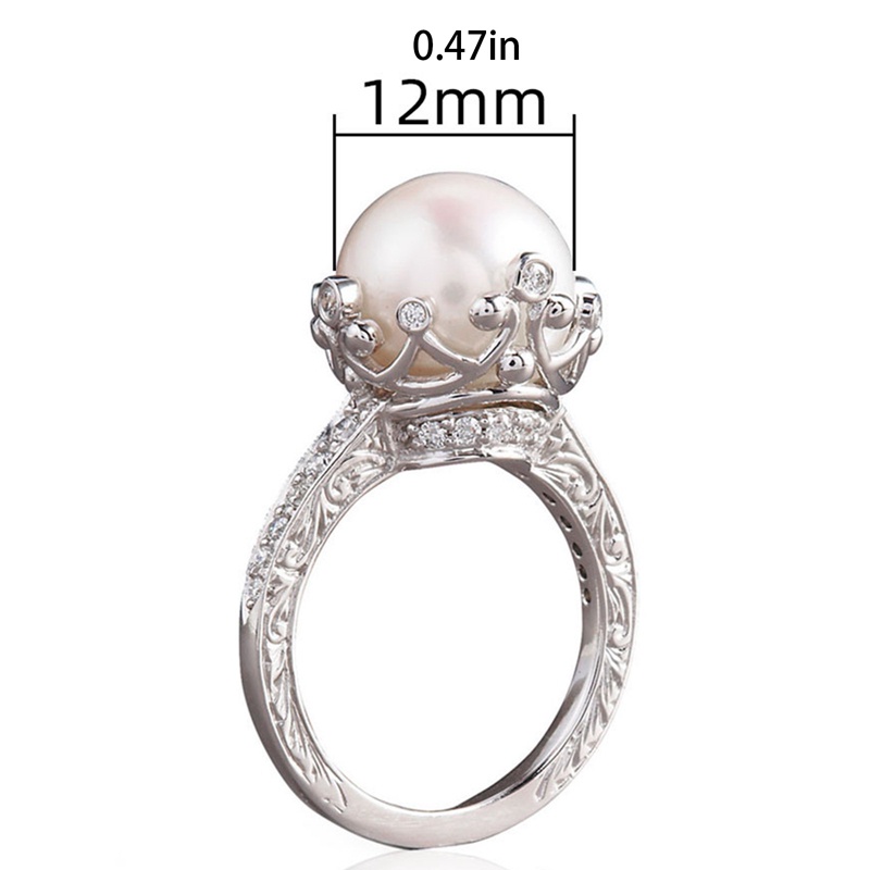 Cincin Setting Mutiara Imitasi Bulat Besar Desain Unik Untuk Wanita Tunangan Pesta Pernikahan Fashion Female Ring