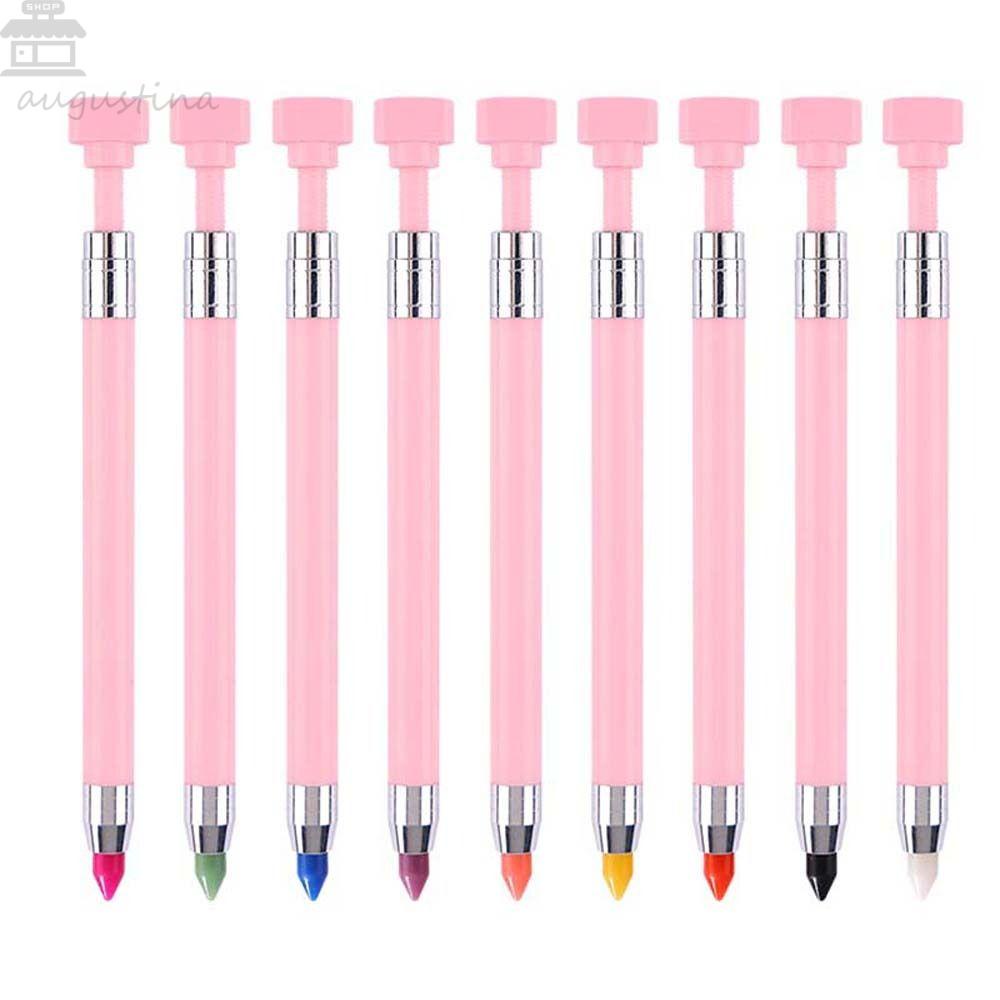 AUGUSTINA Agustina Pena Bor Kuku Profesional Gagang Lukisan Kuku Alat Bantu Petik Kuku Lilin Kepala Pena Nail Art Dotter Kuku Rhinestone Picker