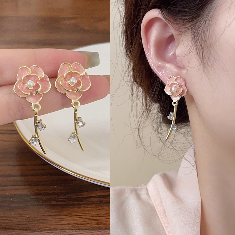 Anting Giwang Telinga Lapis Perak S925 Korea Untuk Aksesori Wanita Gadis Manis