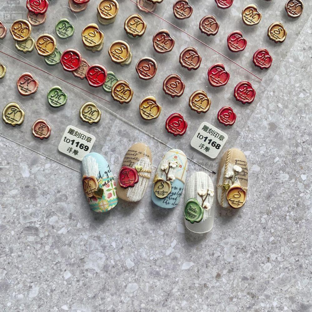 AUGUSTINA Agustina Perekat Stiker Kuku Wanita Seal Stamp Desain Nail Beauty DIY Stiker Kuku Nail Art Perhiasan Nail Art Dekorasi