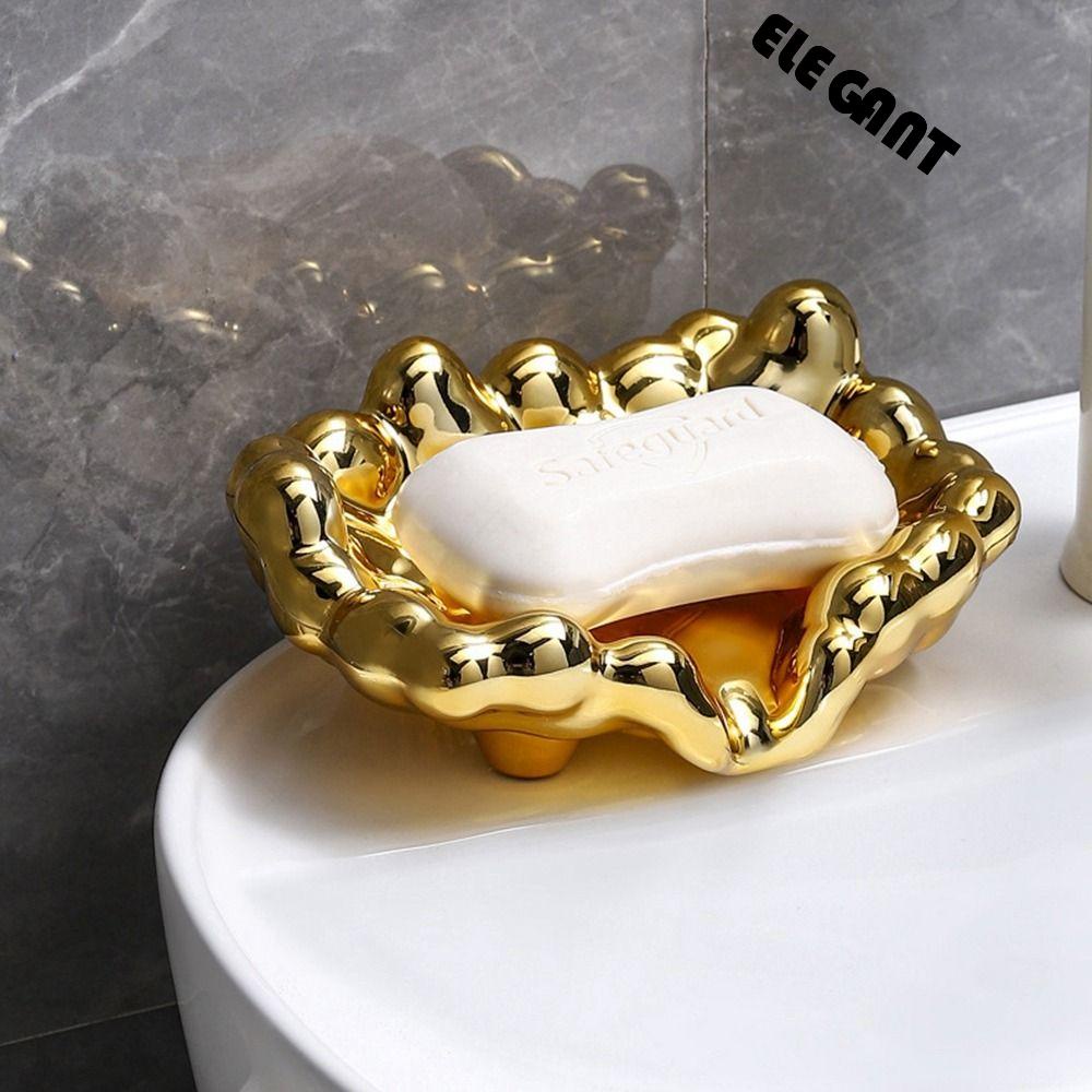 [Elegan] Kotak Sabun, Piring Sabun Silver, Organizer Sabun Emas Bentuk Awan Self Draining Mewah Ringan Untuk Kamar Mandi