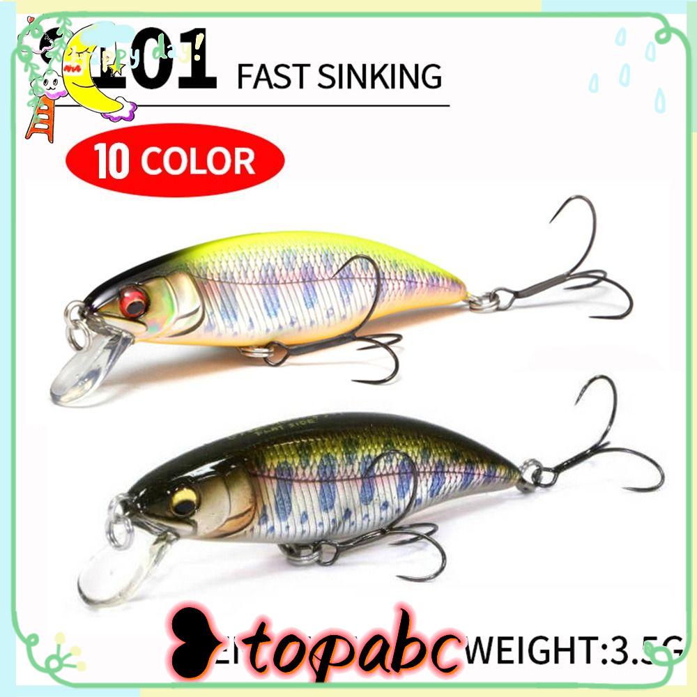 TOP Umpan Ikan Kecil Tenggelam bass Bergaris Panas 5cm 3.5g Minnow Lures