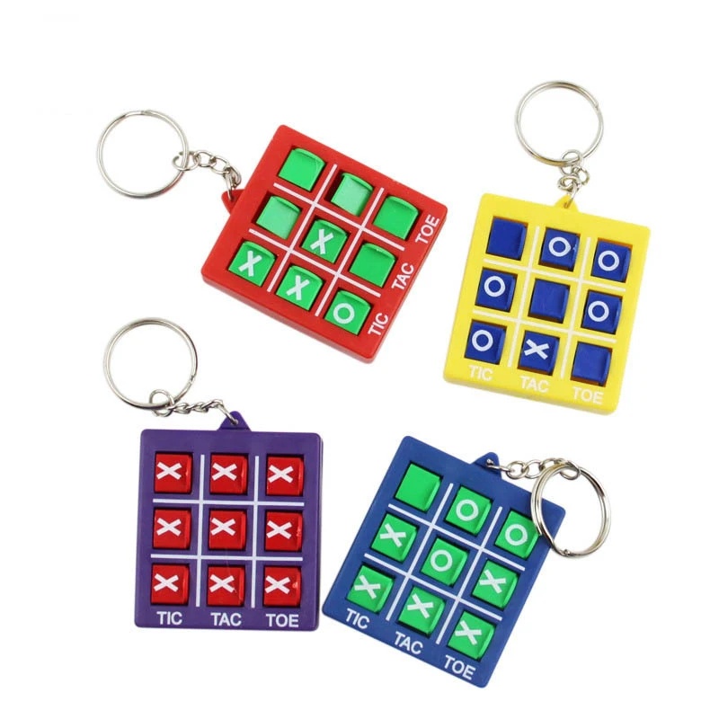 Kreatif Permainan Catur Puzzle Dekompresi XO Berputar Gantungan Kunci Mainan Tic Tac Gantungan Kunci Key Rings Puzzle Game Toy