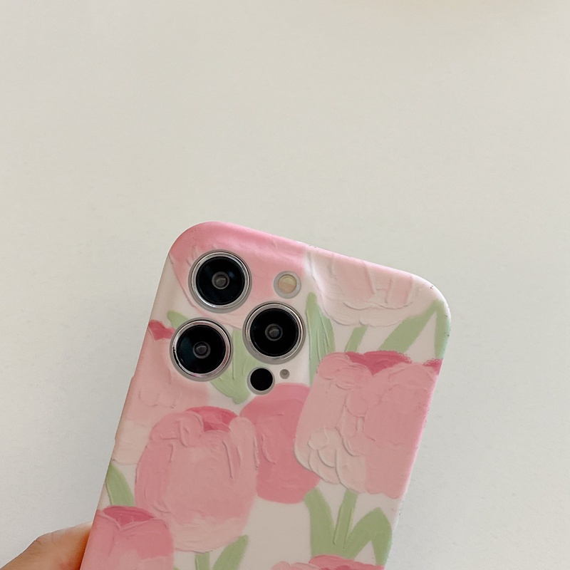 Fashion Full Tulip Soft TPU Case iP iPhone 6 6S 7 8 14 + Plus SE 2020 2022 X XR XS Max 11 12 13 Pro Max FTD Girl Woman Casing Apple