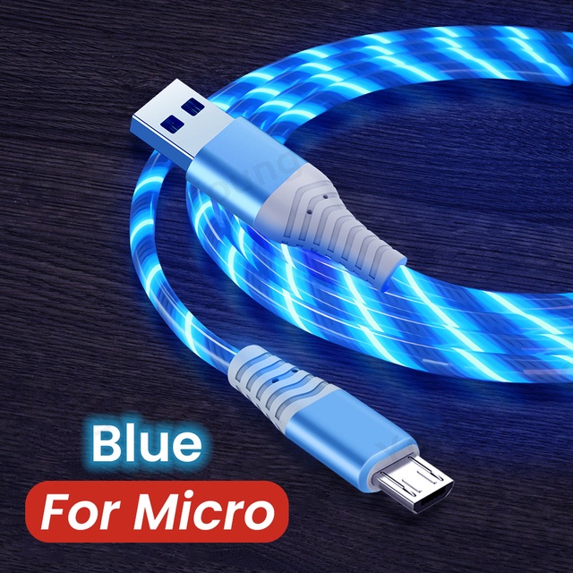 Lampu LED Mengalir Kabel Pengisian Cepat Lampu Streamer Kabel USB Kabel Cas Streamer Mobil Luminous LED Kabel Data Glowing