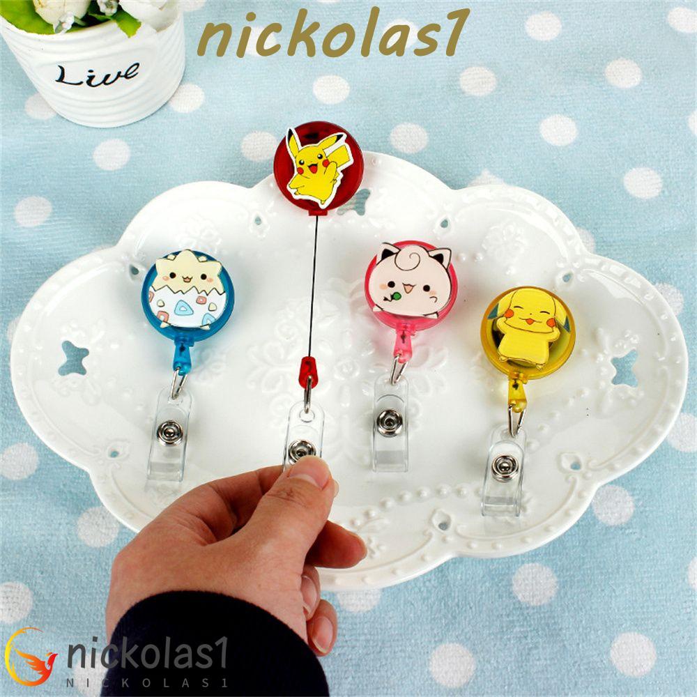 NICKOLAS1 Retractable Badge Reel Kartu Dada Kantor Pikachu Name Tag Pokemon Go Nurse Badge Reel Badge Holder