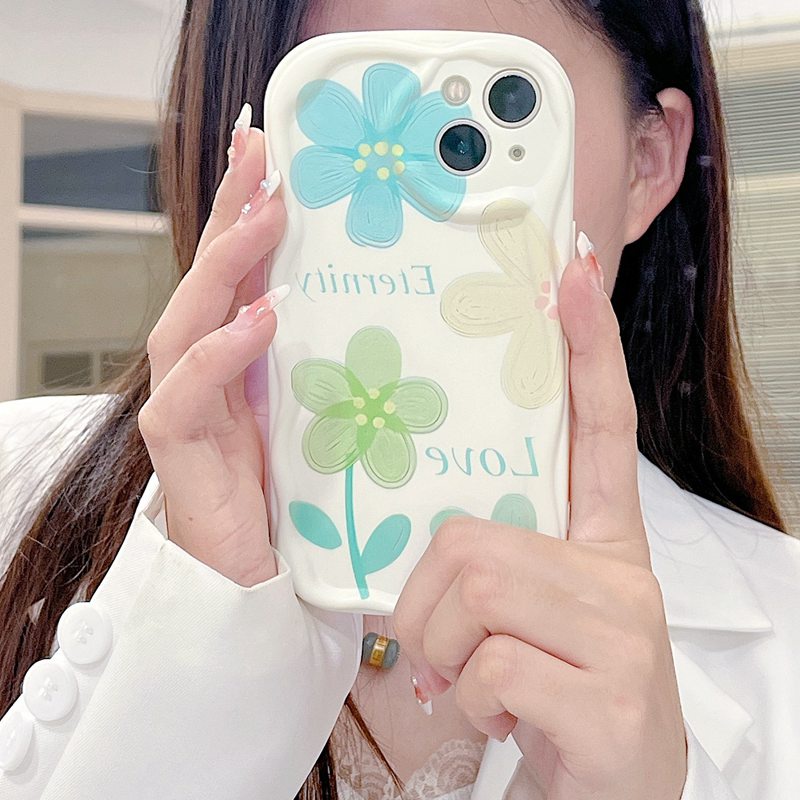 Cream Casing Nice Simple Flowers Soft Case HP iP iPhone 6 6S 7 8 14 + Plus SE 2020 2022 X XS XR 11 12 13 Pro Max Girl Woman