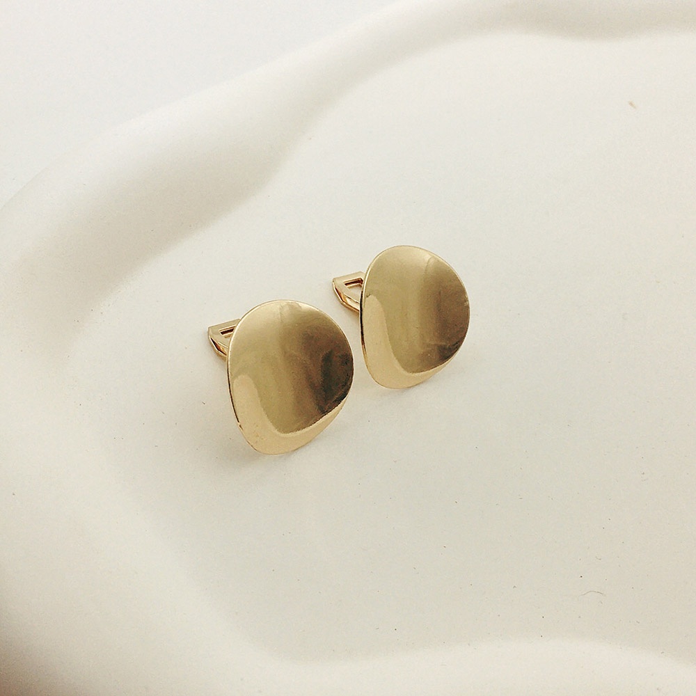 Anting Klip Geometris Tidak Teratur Lapis Emas Untuk Wanita Perhiasan Logam Non Tindik Earcuffs Sederhana