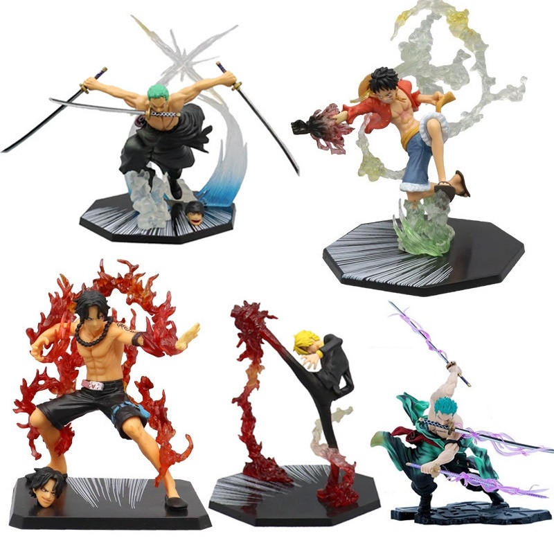 One Piece figure Firefist luffy Ace Zoro Sanji Anime battle luffy Usopp figure Mainan Topper Kue Berkualitas Tinggi