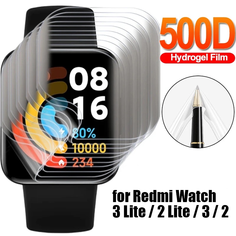 1pc Film Hydrogel kompatibel dengan Redmi Watch 2Lite 3Lite 3 / pelindung layar sentuh lembut / pelindung layar Anti gores HD bening / Film pelindung Smartwatch melengkung TPU