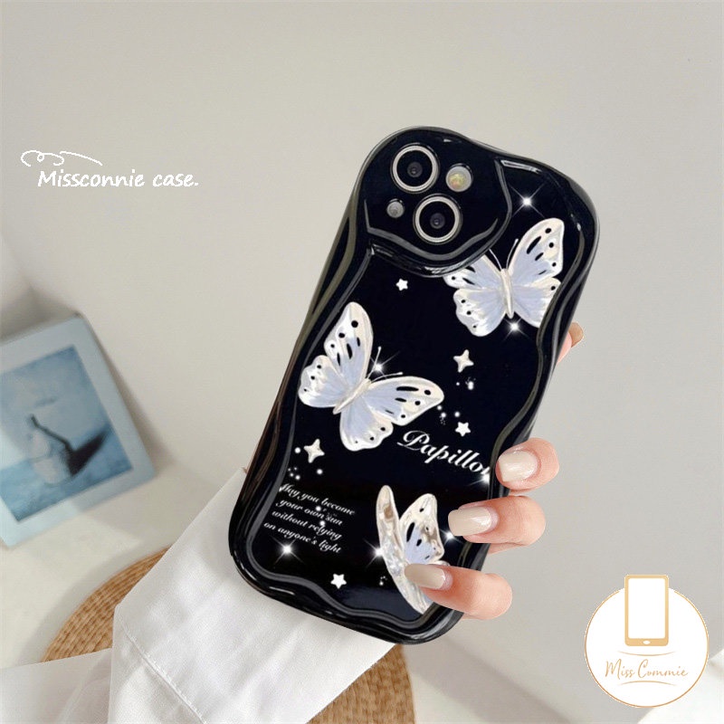 Couple Soft Case Untuk Realme C55 C25Y C25 C53 C31 C33 C25s C35 C21Y C12 C30 C20 C15 C21 C17 5 5i 7i 6i 9i 5s C11 C20A INS Korea Glitter Fantasy Butterfly 3D Bergelombang Lengkung Tepi Penutup