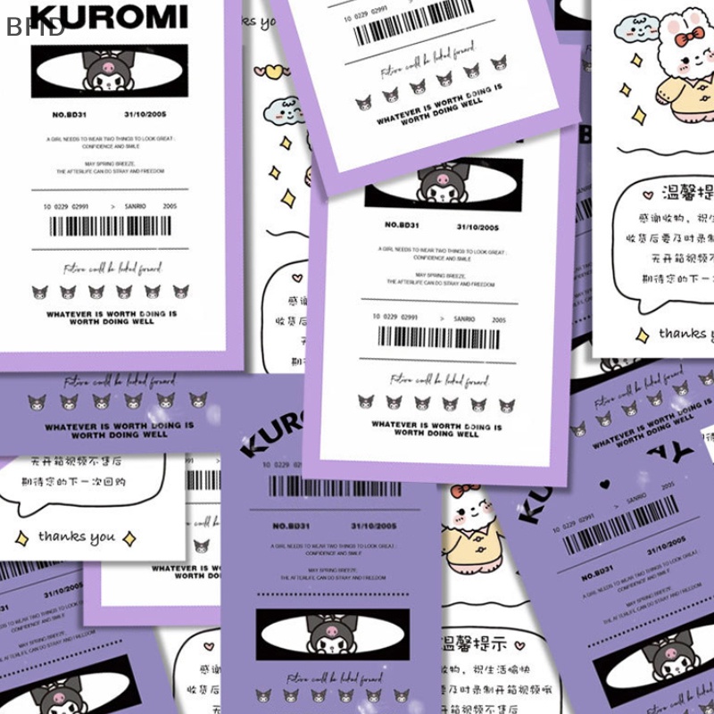 [BFID] 100sheets /pack Kawaii Kuromi Label Sealing Sticky Note Stiker Scrapbook Aksesoris Mainan Anak Untuk Gadis Hadiah Alat Tulis Supply [ID]