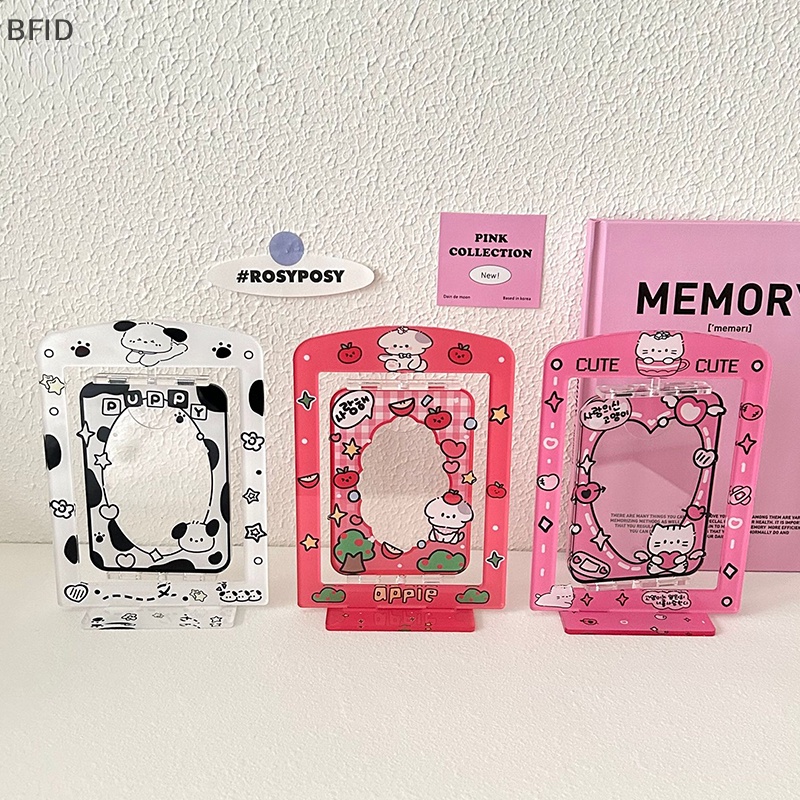 [BFID] Rotatable Cute Card Display Stand Akrilik Dekorasi Desktop Tempat Foto Photocard Frame Card Sleeve Sweet Photo Protection [ID]