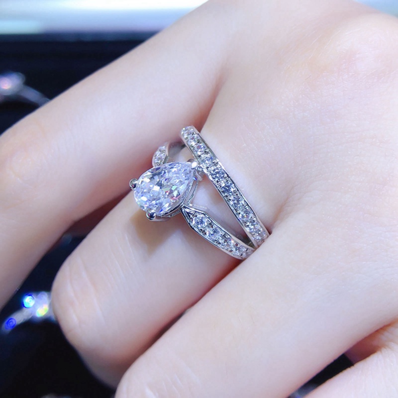 Cincin Band Cubic Zirconia Tetesan Air Yang Baru Didesain Untuk Wanita Fashion Perhiasan Pertunangan Pernikahan Briliant Cubic Zirconia Female Ring