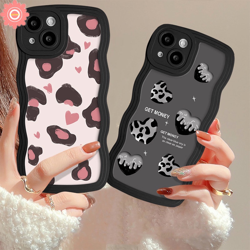 Casing Retro Leopard Zebra Stripe Love Heart Untuk Realme C55 C35 10 9i 5C25 C12 C25Y C30 C33 8Pro 6i 7 9 Pro+7i 5s 8 5i 8i C21Y C15 C17 C11 C20 C25s C3 C20A Casing Tepi Bergelombang Lembut