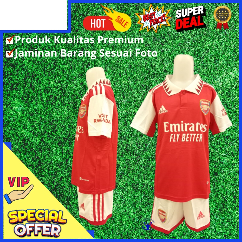 (jerseyolahraga) Setelan Jersey Baju Bola Anak Kids Arsenal Grade Ori 2022 / Stelan Kaos Bola Anak L